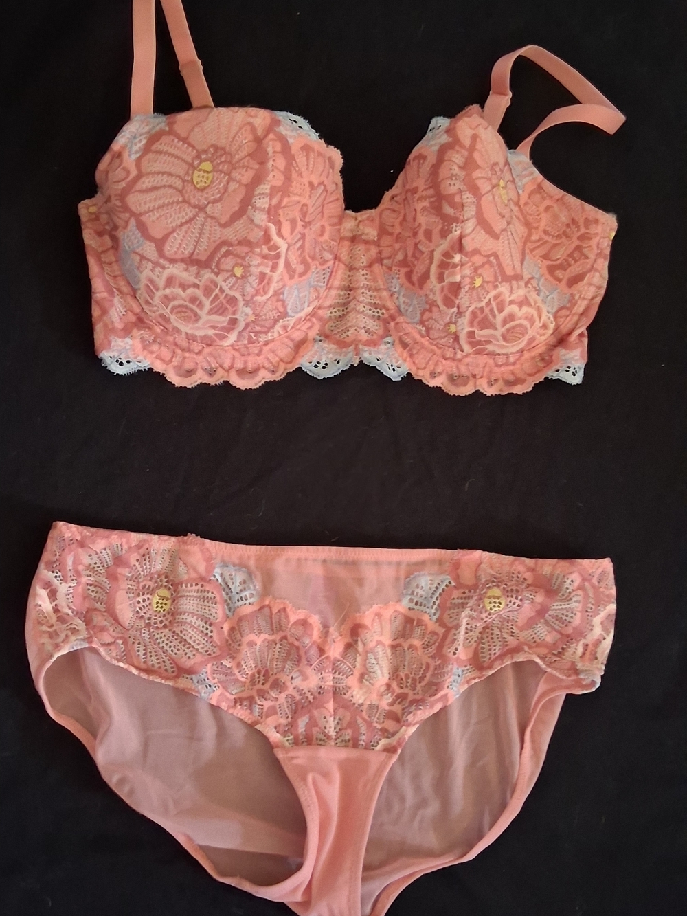 Adore Me Peach Lace Underwire Bra & Bikini Set